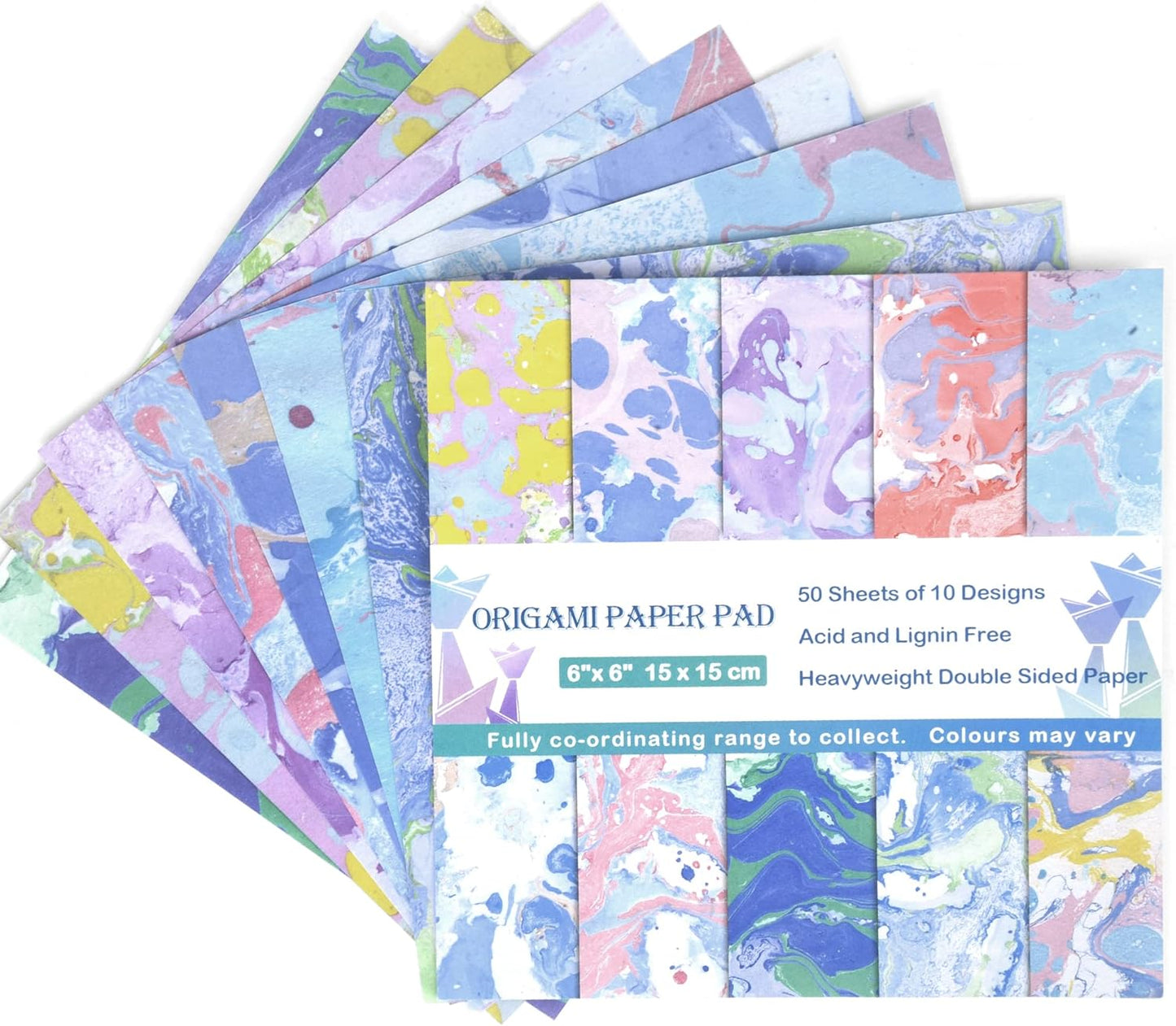 Origami Paper Kit 50 Sheets 6 Inch Square Double Sided Color 10 Vivid Japanese Washi Colors for Hand Crafts Origami Paper Arts Creativity.Watercolor Texture - Crafty Corner