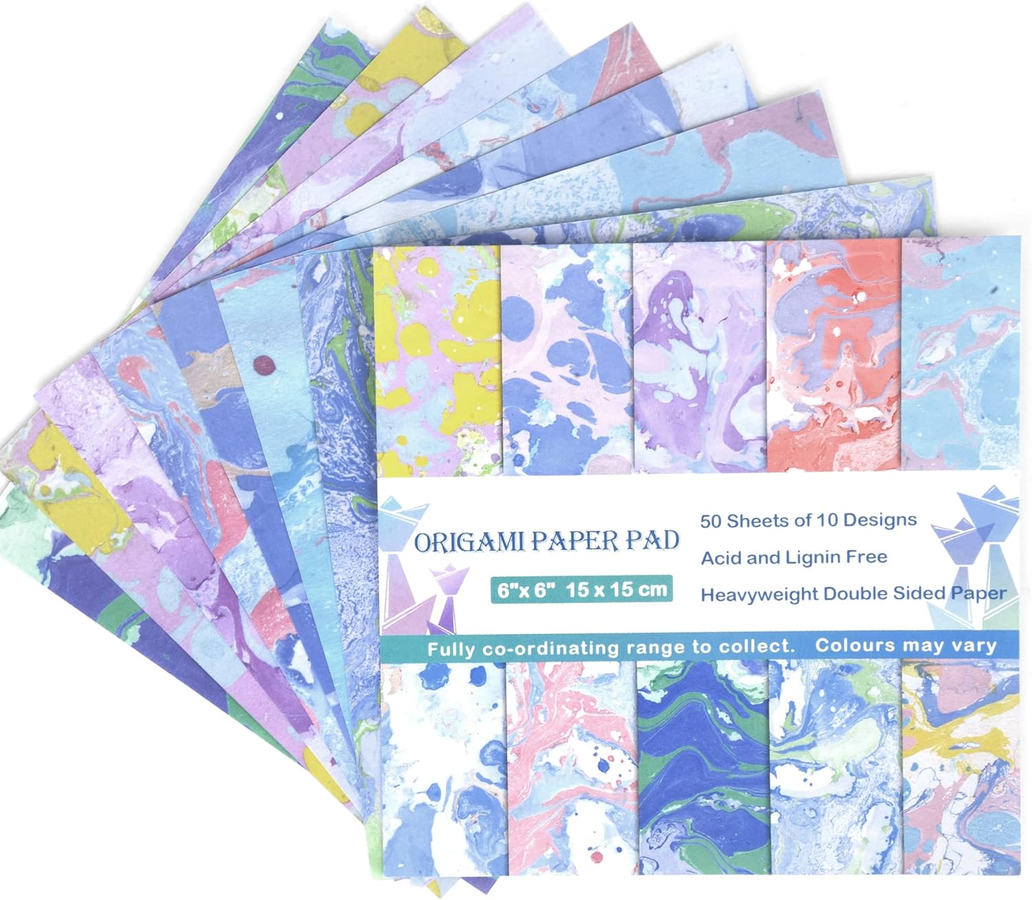 Origami Paper Kit 50 Sheets 6 Inch Square Double Sided Color 10 Vivid Japanese Washi Colors for Hand Crafts Origami Paper Arts Creativity.Watercolor Texture - Crafty Corner