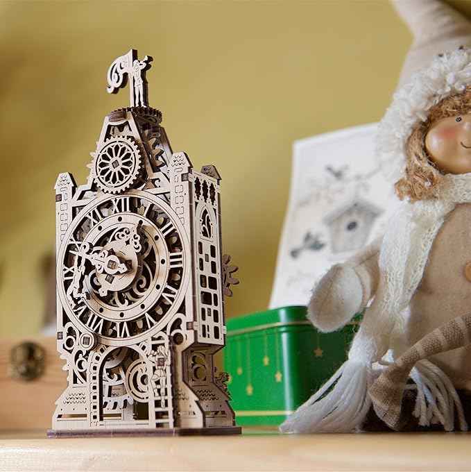 UGEARS Old Clock Tower 3D Wooden Puzzles for Adults - Wooden Model Kits for Adults Clock Kit for Do It Yourself Wood Building Kit for Adult Mechanical Puzzle Brain Teaser, Hobby Set
