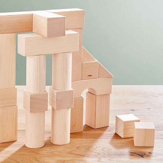 HABA Wooden Building Blocks 26 Piece Set: Open-Ended Stacking Toys, Toddler Blocks, and Wooden Toys Made in Germany for Creative Play and Learning