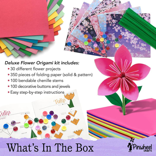 Pinwheel Crafts Origami Papers Kit - Multicolor Flower Origami Kit for Kids,Teens and Adults Ages 6 7 8 9 10 11 12+, Arts and Paper Crafts for Kids 550 Pcs - Fun Foldable Gift - Crafty Corner