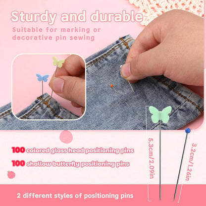 Wrist Pins Cushions for Sewing, 200PCS Sewing Pins, Cute Pin Cushion Wrist Pin Cushion with Elastic Strap, Sewing Products Colored for Handicrafts DIY Sewing