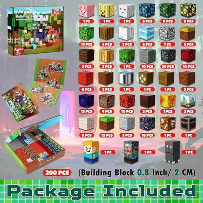 Magnetic Blocks - 200PCS Magnetic Blocks for Kids Ages 4 5 6 7 8 9, Magnetic Building Blocks Cubes, Montessori STEM Learning Toy Ages 3-8, Stacking Magnets, Birthday Gifts for Boys & Girls Ages 3+