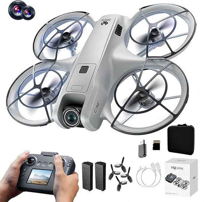 RC Drone with Screen Display Remote Control, Propeller Guard, Dual Camera, Speed Adjustment, Altitude Hold, One-Key Takeoff, 3D Flips, 2 Batteries, Helicopter Airplane, Hovering, Brushless Motor, APP Control, LED Lights, for Adult Beginners FPV Quadcop...