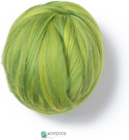 Multi Colored Natural Wool roving, 1 lb. Best Wool for Needle Felting, Wet Felting, handcrafts and Spinning. (Forest, 1lb)