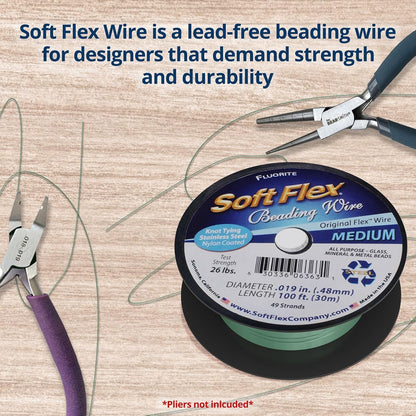 Soft Flex 49 Strand Beading Wire - Medium 0.19 Diameter - 100 Feet Nylon Design Wire - Crafty Corner