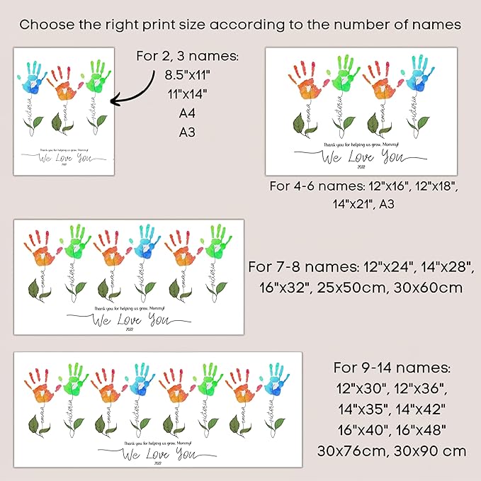 Flower Handprints Mother’s Day Handprint Art DIY Kit – Custom Mother's Day Handprint Art DIY Gifts for Grandparents and Moms from Kids, Christmas, Birthday Crafts Gifts