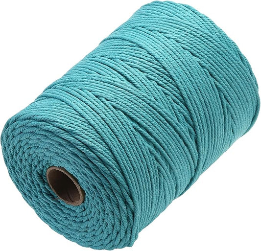 GOHOHOF Macrame Cord 4mm x 328yards Natural Macrame Cotton Rope Colored Macrame Rope Soft Cotton Cord Macrame Supplies Craft Rope Macrame Yarn for Plant Hanger Wall Hanger Dreamcatcher(Lake Green)