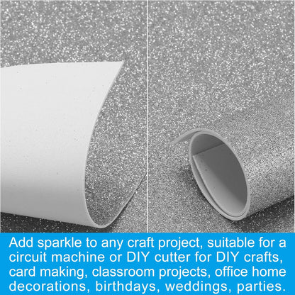 PATIKIL 2mm(1/10") Thick Non Adhesive Glitter Foam Sheet 16x24inch(40x60cm) Gray, EVA Shiny Foam Board for Craft, 6 Pcs