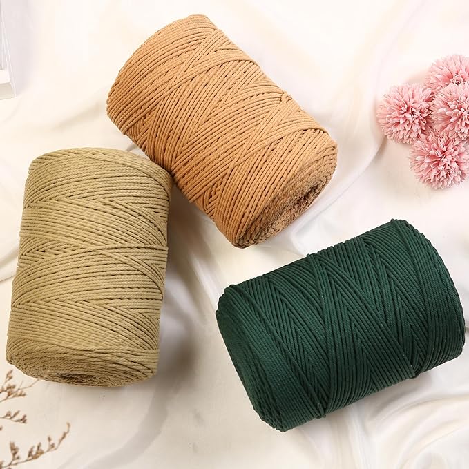 GOHOHOF Macrame Cord 3mm x 546yards Natural Macrame Cotton Rope Colored Macrame Rope Soft Cotton Cord Macrame Supplies Craft Rope Macrame Yarn for Plant Hanger Wall Hanger Dreamcatcher(Dodger Blue)