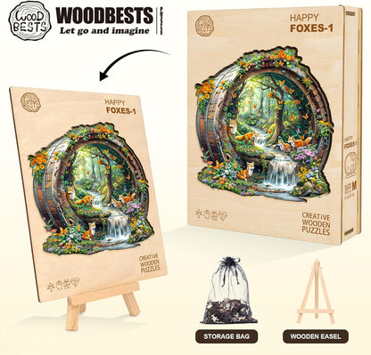 Wooden Puzzles for Adults, Fox Wooden Jigsaw Puzzle for Adults, 255 Piece Unique Animal Shape Wood Puzzles Adult, Birthday Party Gifts for Friends & Family Leisure Time Game Home Decor (L-13.4*12.8in)