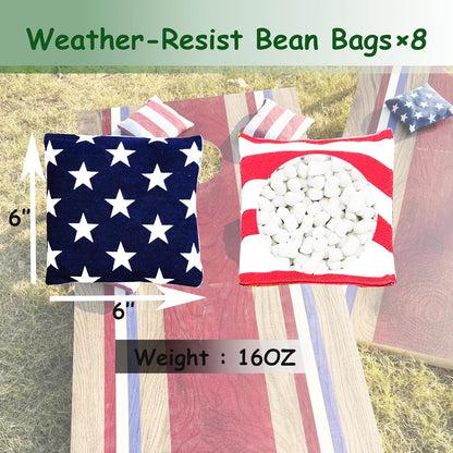 4×2FT Cornhole Board Set,Wooden Corn Hole Games for Adults Bean Bag Toss Game Set, with Corn Hole Bags Set 8,2 Cornhole Boards and a Carrying Case for Wedding/Party/Outdoor/Hiking/Yard