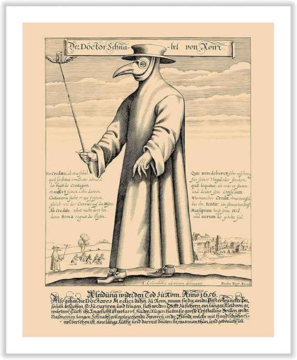 Poster Master Doctor Schnabel from Rome Canvas - Retro Plague Doctor Print - Medieval Art - Gift for Men & Women - Great Wall Decor for Dorm, Living Room or Bedroom - 8x10 ROLLED Canvas