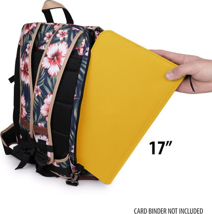 ENHANCE Designer Edition TCG Backpack - MTG Deck Bag Card Binder Space, TCG Deck Box Storage, MTG Playmat Holder - Card Storage Compatible with Magic the Gathering, Pokemon, Lorcana (Canvas Tropical)