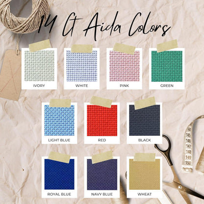 2 Sheets of Light Blue 14 Count Aida Cloth – 21 x 21 Inch Pre-Cut Fabric Squares – Cross Stitch Fabric – 100% Cotton – Ideal for Needlework & Embroidery – The Knotty Unicorn