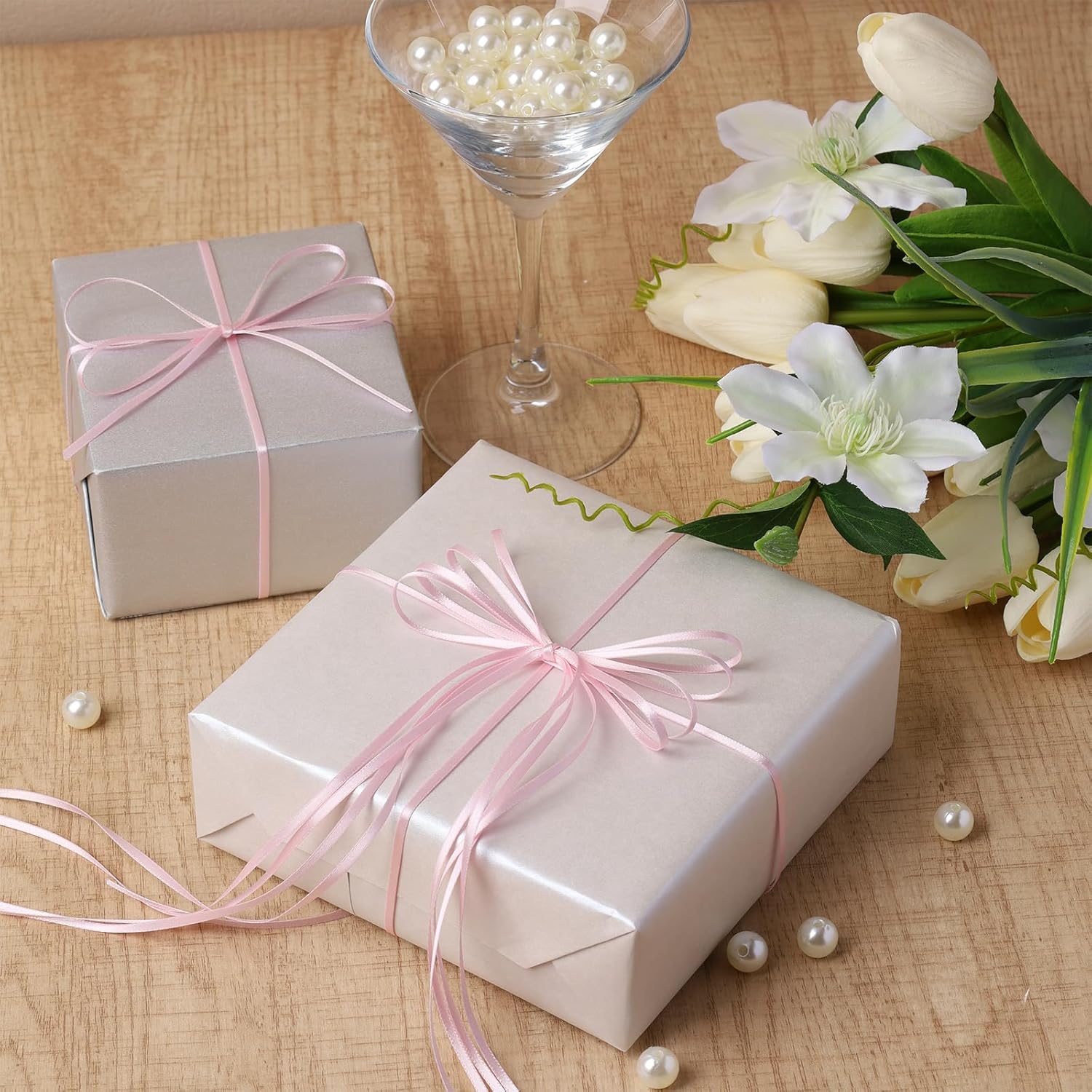 LaRibbons Light Pink Satin Ribbon 1/8 Inch 100 Yards Thin Luxury Double Faced Pink Silk Ribbon for Gift Wrapping Flower Bouquet Crafts Wedding BabyShower Decoration - Crafty Corner