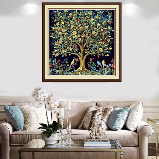 Findvoor Counted Cross Stitch Kits for Adults Full Range of Cross Stitching Embroidery Unprinted Pattern for Beginners, 11CT Needlepoint Kit Patterns Embroidery Kits-Magic Tree of Life 18x18 inch