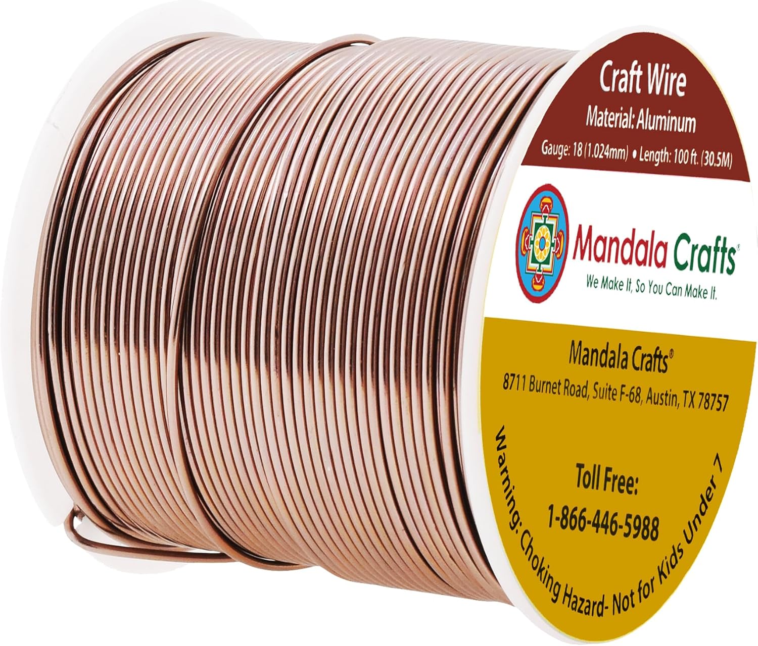 Mandala Crafts 18 Gauge Anodized Aluminum Craft Wire for Jewelry Making - 100 FT Colored Flexible Light Brown Wire - Bendable for Bonsai Armature Crafting Sculpting - Crafty Corner