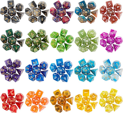 DND Dice Set (140 Pieces), Huuancy Polyhedral Dice for Dungeons and Dragons DND RPG MTG Table Games with 1 Large Flannel Bag, 20 Colors