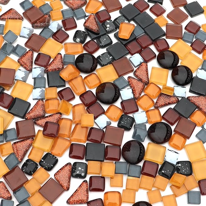 LITMIND 1.1LB Coffee Blend Irregular Crystal Glass Mosaic Tiles for Crafts - Perfect for Mosaic Art Projects, Puzzles, and Home Décor