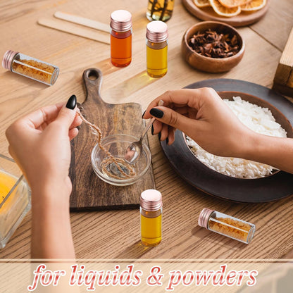 100 Pcs Small Clear Vials Spice Mini Jars with Lids Mini Glass Bottles with Screw Aluminum Metal Caps Tiny Jars Sample Containers for Powder Cream Cosmetic Jewelry Wedding (10 ml,Rose Gold)