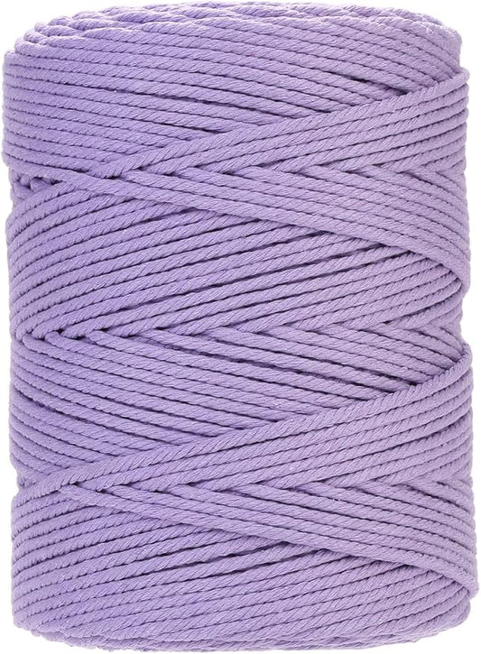 GOHOHOF Macrame Cord 4mm x 328yards Natural Macrame Cotton Rope Colored Macrame Rope Soft Cotton Cord Macrame Supplies Craft Rope Macrame Yarn for Plant Hanger Wall Hanger Dreamcatcher(Light Purple)