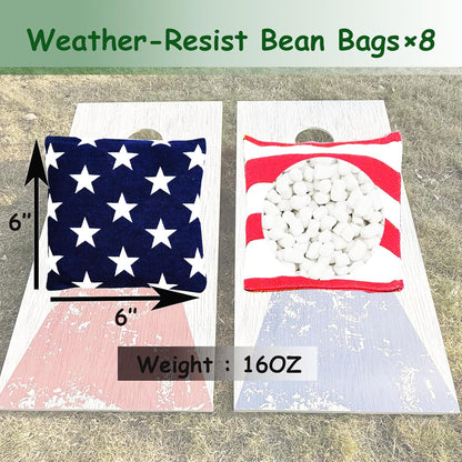 4×2FT Cornhole Board Set,Wooden Corn Hole Games for Adults Bean Bag Toss Game Set, with Corn Hole Bags Set 8,2 Cornhole Boards and a Carrying Case for Wedding/Party/Outdoor/Hiking/Yard
