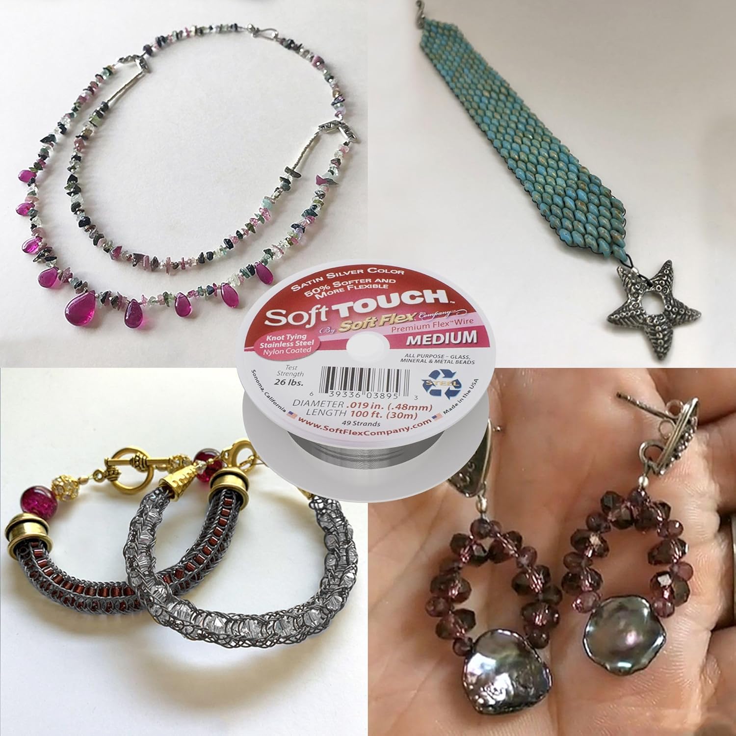 Soft Flex 49 Strand Stringing Wire - Flexible Braided - Medium 0.19 Diameter - Jewelry Making Bead Wire - Satin Silver - Crafty Corner