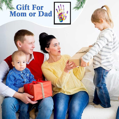 Suzile DIY Handprint Kit for New Parents - Mother's Day Father's Day Gifts,Baby Handprint Frame with 5 Acrylic Boards & 6 Colors Paint,Family Keepsake Craft for First-time Moms Dads(Black)