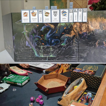 DND Initiative Tracker Set with Gray Character Cards and Red Condition Markers