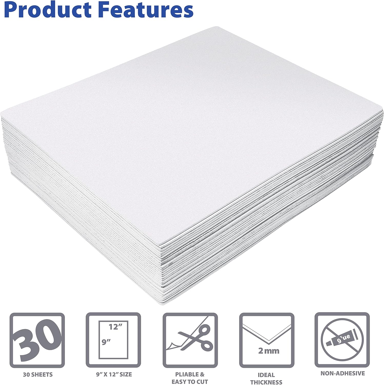 Better Office Products White EVA Foam Sheets, 30 Pack, 2mm Thick, 9 x 12 Inch, White Color, for Arts and Crafts, 30 Sheets Bulk Pack - Crafty Corner