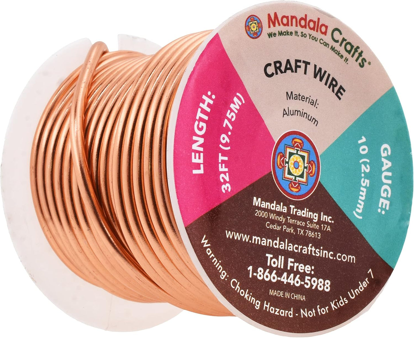 Mandala Crafts 10 Gauge Anodized Aluminum Craft Wire for Jewelry Making - 32 FT Colored Flexible Copper Wire - Bendable for Bonsai Armature Crafting Sculpting - Crafty Corner