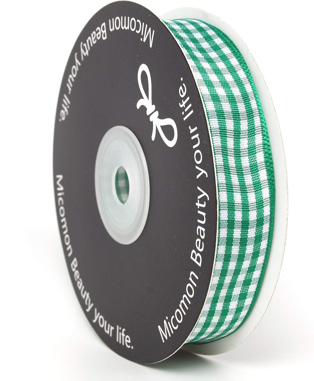 Green Gingham Plaid Checked Ribbon 25 Yards Each Roll 100% Polyester (5/8",Green) - Crafty Corner