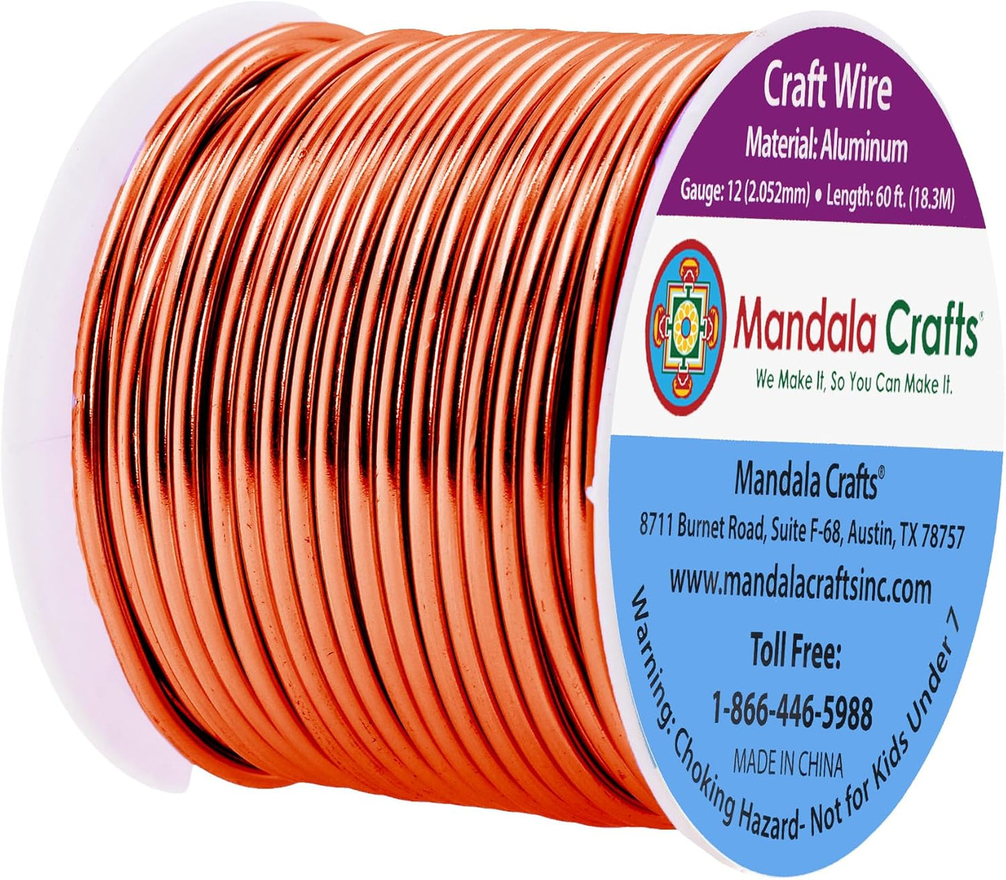 Mandala Crafts 12 Gauge Anodized Aluminum Craft Wire for Jewelry Making - 60 FT Colored Flexible Burnt Orange Wire - Bendable for Bonsai Armature Crafting Sculpting - Crafty Corner