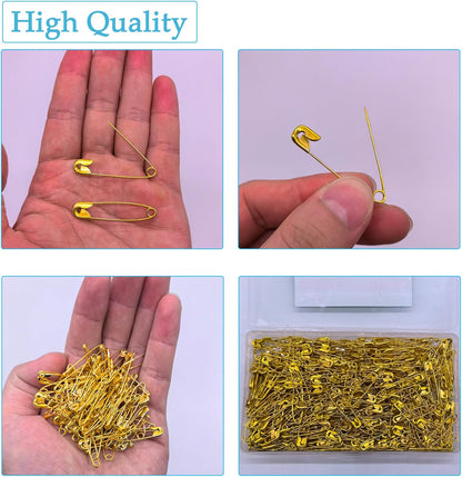 Safety Pins, 600PCS-1.5Inch Small Safety Pins, Rust-Resistant Nickel Plated Steel, Sharp Edge Safety Pin for Clothes, Sewing, Arts & Craft, 38mm Decorative Safety Pins (Gold), UR-28