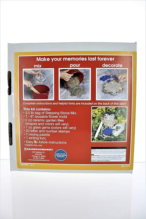 Milestones Kids Garden Tile Stepping Stone Kit, Multi-Color