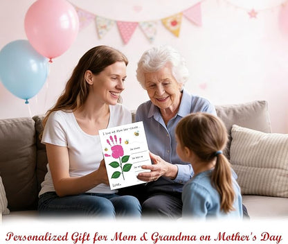 10 Pack Mothers Day Flower Handprint Art Greeting Cards for Mom from Daughter Son Husband Teacher, Baby Handprint Kit, Mothers Day Crafts for Class Family Kindergarten, Mom Birthday Gifts