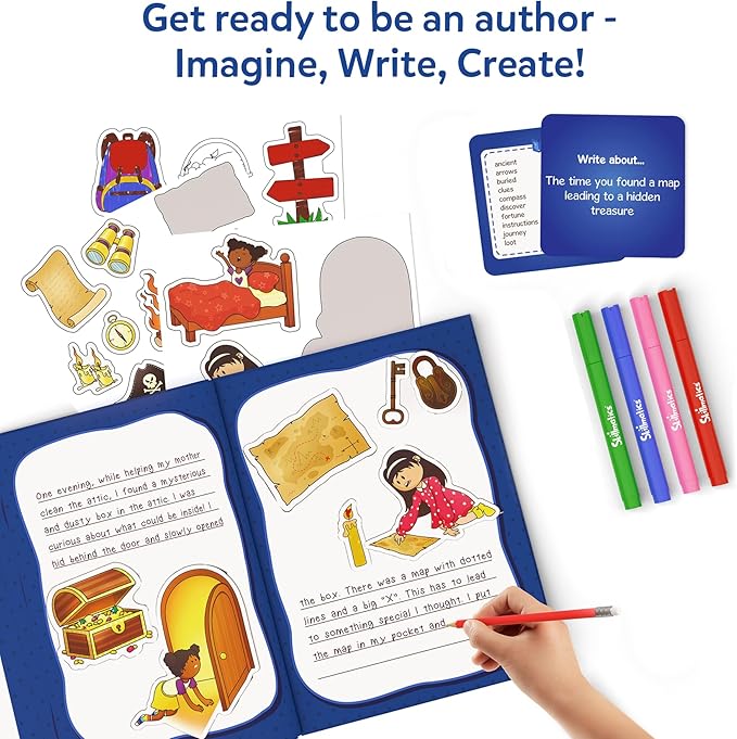 Skillmatics Storybook Art Kit - Create Adventure Stories, DIY Craft & Writing Kit with 300+ Stickers, Scrapbooking & Journal Activity, Gifts for Kids Ages 5, 6, 7, 8, 9, 10