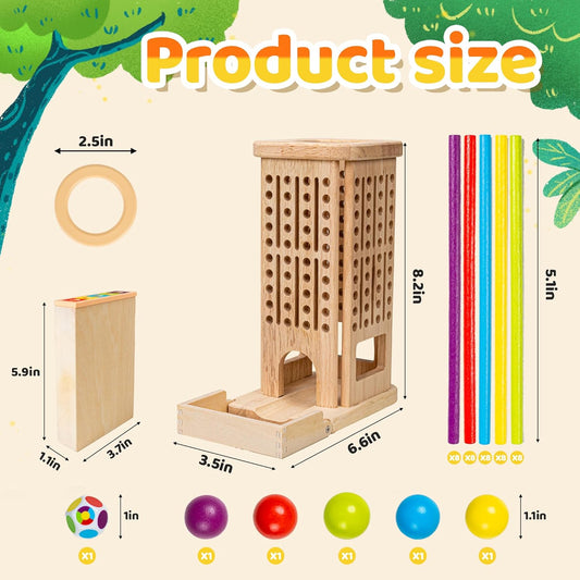Montessori Wooden Board Games for Kids 3-8 Years,3 in 1 of Playing,Math Counting, Fine Motor Skills Toy,Family Travel Game,Educational Gift for Boys and Girls