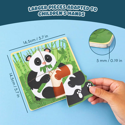 BONNYCO 4 Pieces Wooden Puzzles Pack 16 Party Favors for Kids 1 to 5. Birthday Goodie Bags Stuffers, Valentines Gifts for Toddlers Ideas, School Classroom Prizes and Baby Bulk Toys