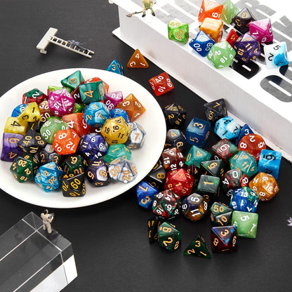 Coyeekn DND Dice Set, 25 x 7 (175 Pieces) Polyhedron Dice 25 Colors Dice for Dungeons and Dragons Tabletop Role-Playing Games with 1 Large Flannel Bag
