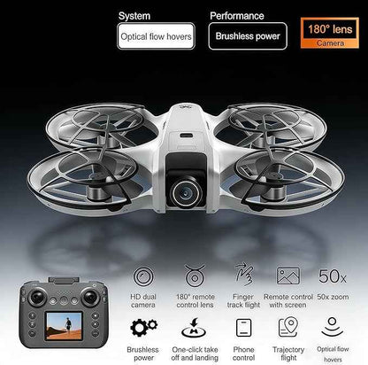 RC Drone with Screen Display Remote Control, Propeller Guard, Dual Camera, Speed Adjustment, Altitude Hold, One-Key Takeoff, 3D Flips, 2 Batteries, Helicopter Airplane, Hovering, Brushless Motor, APP Control, LED Lights, for Adult Beginners FPV Quadcop...