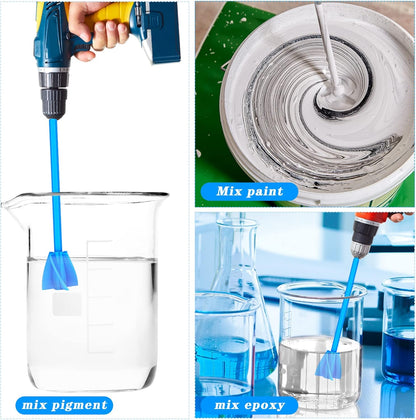 12 Pieces Paint Mixer Drill Attachment,Helix Paint Mixer Resin Drill Mixer Paint Stirrers Drill Attachment for 1 Gallon of Paint Epoxy Resin Silicone Jewelry Casting Molds (Blue)