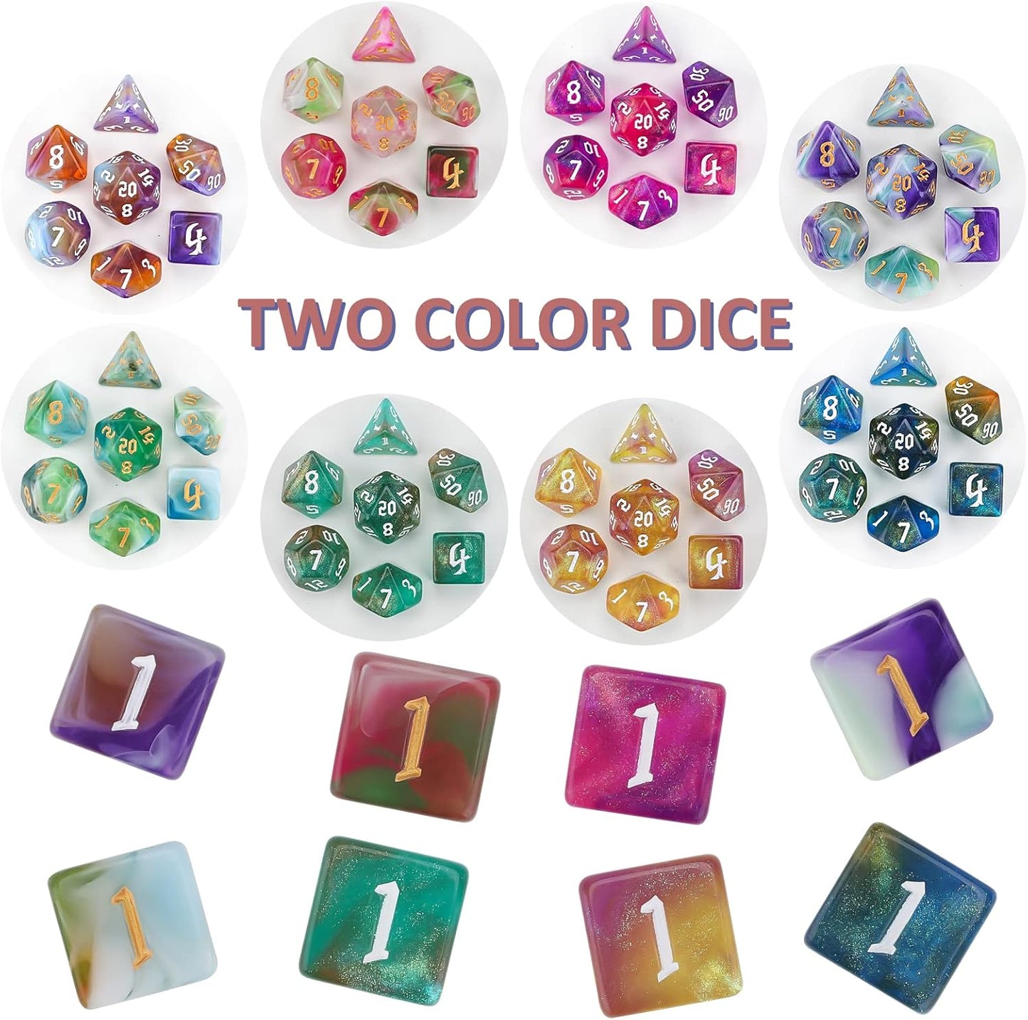 DND Dice Set, 25 X 7 (175 Pieces) Polyhedral D&D Dice Set Three-Color, Two-Color and Monochrome Dice for Dungeons and Dragons with 1 Black Bags