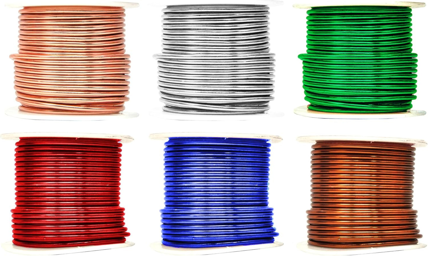 Mandala Crafts 12 Gauge Anodized Aluminum Craft Wire for Jewelry Making - 276 FT Colored Flexible Silver Copper True Blue Brown Red Kelly Green Wire - Bendable for Bonsai Armature Crafting Sculpting - Crafty Corner