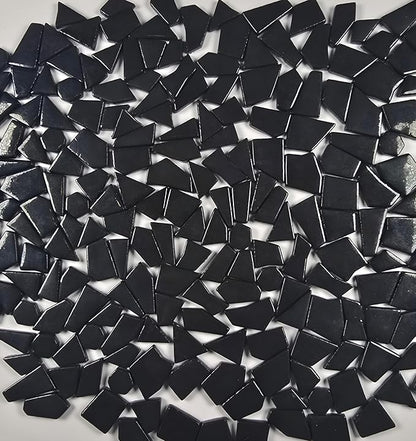 Irregular Glass Mosaic Tiles Bulk 500g Glossy and Iridescent Mosaic Glass Tiles for DIY Projects and Arts and Crafts Solid Colors and Mixes (Glossy Black)