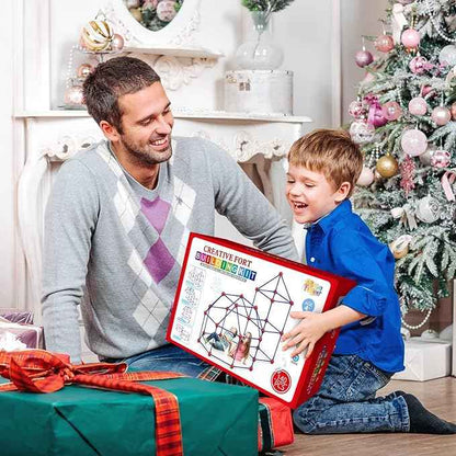 Fort Building Kit for Kids,STEM Construction Toys, Christmas & Birthday Gift for 4 5 6 7 8 9 10 11 12 Years Old Boys and Girls,Ultimate Creative Set for Indoor & Outdoors Activity,140 Pcs,Original