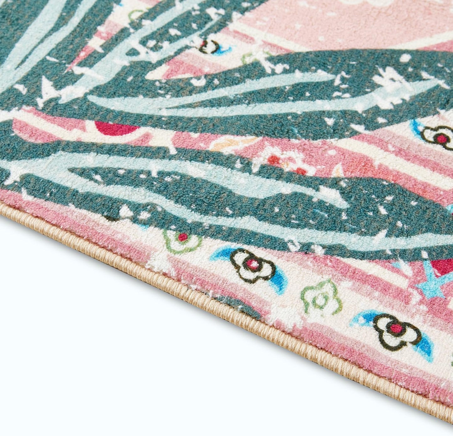 Washable Pink Rugs Boho Vintage Tropical Jungle 6x9 Area Rugs Jungle Oriental Carpet for Bedroom Kitchen Dining Living Room Office Distressed Indoor Cute Nursery Rug