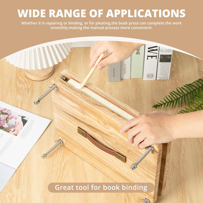 50 Pcs Book Binding Kits, 15"x11.4" Inch Wooden Book Press，Books Binding Materials, with Bone Folder, Awl, Needles for DIY Bookbinding, BookRepair, Handmade Crafts