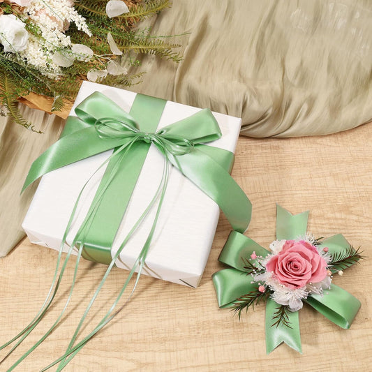 LaRibbons Sage Green Satin Ribbon 1 1/2 Inch 50 Yards Luxury Double Faced Green Silk Ribbon for Flower Bouquet Crafts Gift Wrapping Wedding Decoration - Crafty Corner
